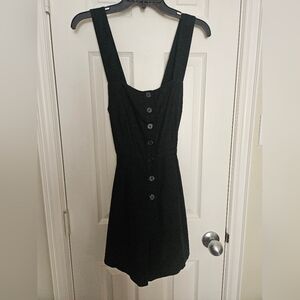 Black Linen Button-Down Romper
